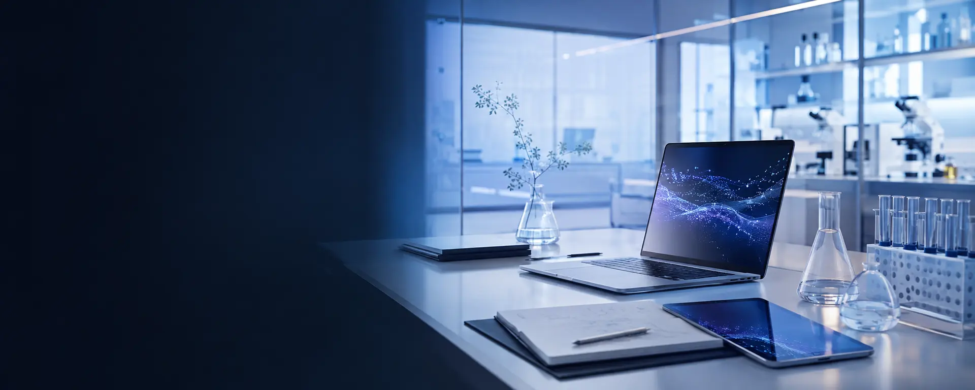 Modern laboratory communication and research workspace
